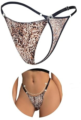 comeondear Leopard Stringtrosa Dam T Tillbaka G-String Isbåt Låg Midja Trosor Plus Size