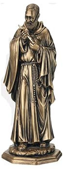 Generico STATUA RESINA BRONZO PADRE PIO+CROCE METALLO DORATA cm.7 MADE IN ITALY.