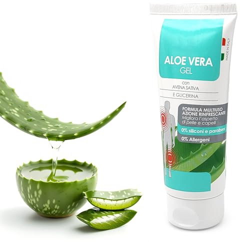 Gel Aloe Vera 100ML – Con Avena Sativa e Glicerina – Idratante e Rinfrescante per Pelle e Capelli – 0% Siliconi e Parabeni – Formula Multiuso per Tutti i Tipi di Pelle