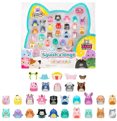 Pack de 25 Mini-Squish Squish-a-longs (Vague 5, Style 1) Comprend Bela Ciao Le Sandwich aux boulettes de Viande, Ferraz Le Caracal Orange, Salami Le Dragon Rouge, et Un Mini-Squish mystère!