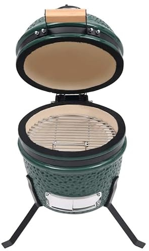 Eleganz Barbecue in ceramica 2 in 1 Smoker 56 cm verde – Versatile barbecue Kamado con acciaio verniciato a polvere e esterno smaltato per grigliare e fumare perfetti