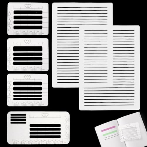 CRASPIRE 6 Modello di Stencil A Linea Retta per Diario Busta Indirizzamento Guida per Lettere PP Traslucido Disegno Dritto Righello per Calligrafia Scala di Spaziatura per Carta Diario Lettere