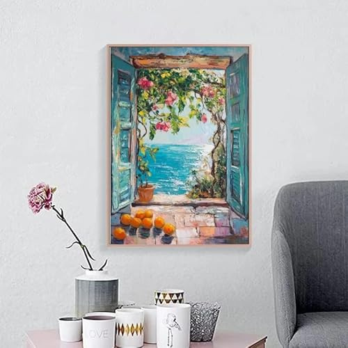 Öppet fönster Henri Matisse Canvastavla Poster Henri Medelhavet Apelsinträd Kustutsikt Heminredning (30x40 cm/Utan ram)