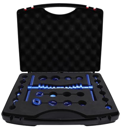 YWBL-WH Juego de Prensa de Rodamientos, Kit de Controlador de Sello de Rodamiento de Aleación de Aluminio con 24 Accesorios para Bujes de Ruedas de Bicicleta, Reparación de Instalación de Ejes BB