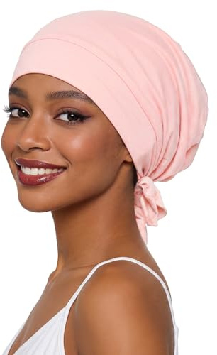 Kiiwah Gorro de Seda para Dormir de Fibra de Bambú, Ajustable Gorro Saten Pelo Rizado con Correas Suave Gorro para Dormir con Forro de Satén Slouchy Silk Bonnet para Mujeres y Hombres