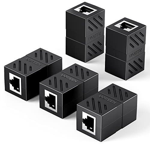 UGREEN Lot de 5 Coupleur RJ45 Blindé Prolongateur de Câble RJ45 Connecteur Ethernet 8P8C Réseau Adaptateur Femelle à Femelle Compatible avec Câble Ethernet Cat 8/7/6/5/5e Noir