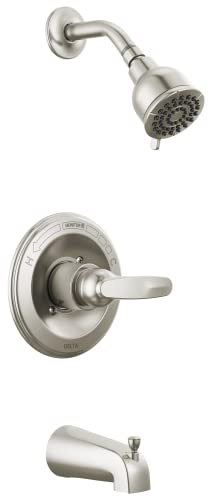 Delta Foundations Single-Function Tub and Shower Trim Kit with Single-Spray Shower Head, Stainless BT13410-SS (Valve Not Included)