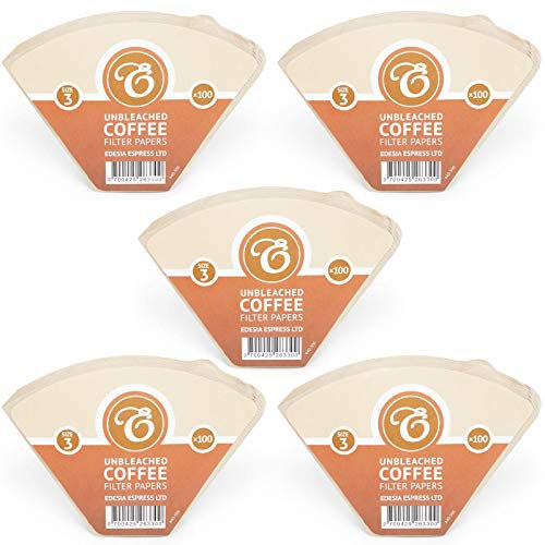 EDESIA ESPRESS – 500 Cone Coffee Filters in Paper – Coffee Filter No.3 for Manual Coffee Maker, Pour-Over and Gentle Brewing – Size 3 Brown