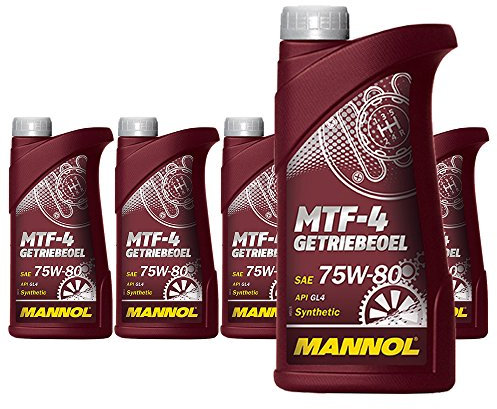 MANNOL 5 x 1 Liter, MTF-4 Getriebeoel 75W-80 API GL-4