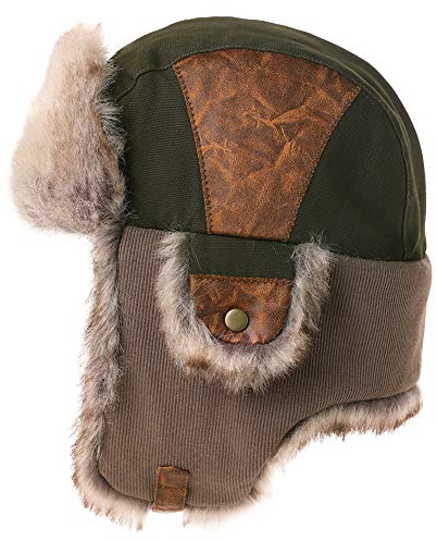 Fancet Cappelli invernali unisex per uomo donna pelliccia sintetica paraorecchie caccia caccia tiro cappello caldo Ushanka soldato russo cacciatore bombardiere sci all'aperto moda verde 60-62 cm