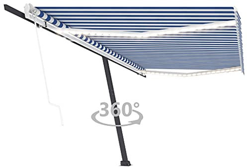vidaXL Markise Automatisch mit LED Windsensor Sonnenmarkise Balkonmarkise Sonnenschutz Gelenkarmmarkise Standmarkise 500x300cm Blau Weiß