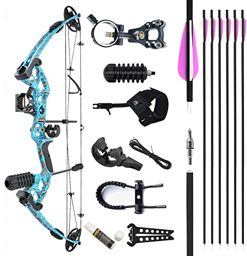 AMEYXGS Archery Compound Bows Kit Draw Weight 30-55 lbs Hunting Bow IBO 310fps Adults Archery with Hunting Accessories - Right Handed (Blue)