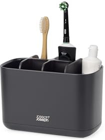 Joseph Joseph Easy-Store - Toothbrush Holder Caddy, Bathroom Storage, Large, Matt Black