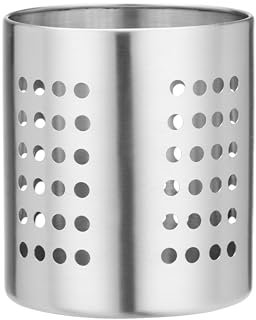 HENDI Porte-ustensiles de cuisine, perforé, égouttoir à couverts, porte-couverts, panier à couverts, organiseur ustensiles cuisine, ø110x(H)130mm, acier inoxydable satiné