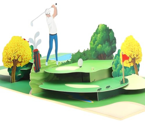 HENGBIRD Golf gratulationskort, popup-golfkort för pensionering, popup-kort golf – 3D-presentkort till födelsedag, som presentkort för golfspelare eller födelsedagskort för golfare