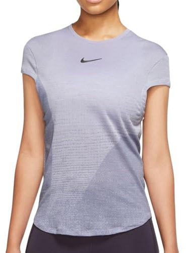 Nike Womens Dri-Fit Run DVN Short-Sleeve TEES and T-Shirts, Oxygen Purple/Indigo Haze, M-L