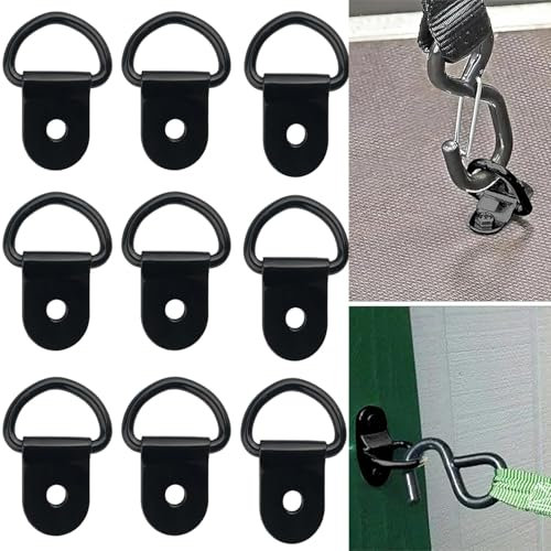 Anelli a D per ancoraggio, anelli di ancoraggio resistenti, anello di montaggio a D con occhielli in acciaio per camion e rimorchi, diametro 3 mm, per la sicurezza del carico in camion, barche,