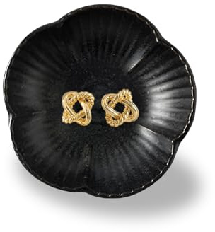 Nideen Ceramic Jewellery Dish Trinket Dish, Small Jewellery Tray Keys Tray(Black)