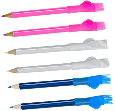 Chromovax‌ 6 Pcs Chalk Pencils Set for Fabric Marking, Includes White, Red, and Blue Chalk for Sewing, Quilting, Crafting, and Pattern Making