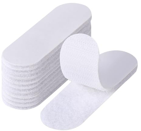 Blendura Adhesivo Doble Cara Fuerte, Blanco 10 Pares 10x3cm Adhesivo Doble cara, 10 Hook and 10 Loop, Reutilizable Nylon Doble Cinta Cara Extra Fuerte para Hogar y Oficina