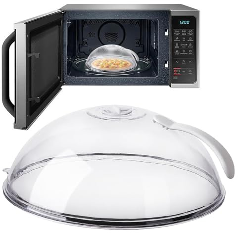 26cm Tapa De Microondas plásticos Con Asa, Tapa Antisalpicaduras Para Microondas, Accesorio Microondass Para Proteger platos De Comida， Resistente Al Calor Hasta 200 °C, Fácil De Limpiar