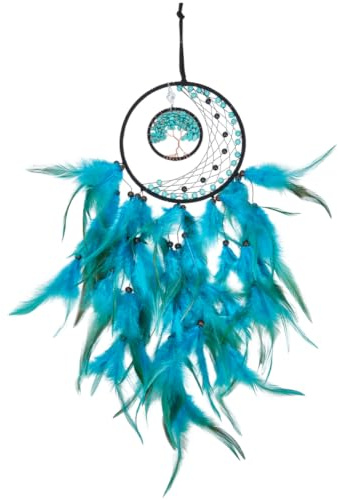 GORGECRAFT Atrapasueños Pequeño Árbol de la Vida Atrapasueños Chakras Cuentas de Cristal de Ensueño Atrapasueños Turquesa Adornos Colgantes Charm Coche - Pared Dormitorio del Hogar Navidad