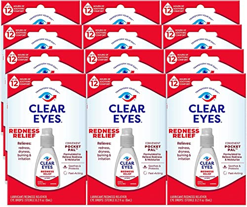 Clear Eyes Redness Relief Eye Drops Handy Pocket Pal 0.20 oz ( 12 pack)