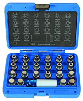 Laser 6275 Locking Wheel Nut Key Set 23pc - for VAG