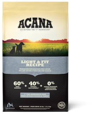 ACANA Grain Free Dry Dog Food Light & Fit Recipe 25lb Bag