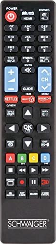 SCHWAIGER 715712 Universal Fernbedienung Ersatzfernbedienung Remote Control TV-Fernbedienung 49 Tasten Vorprogrammiert Anlernbar Smart für alle Fernseher