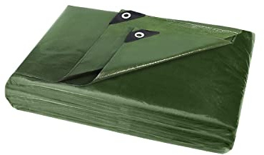 ANSIO Tarpaulin 1.5m x 6m Water-resistant 260 GSM Tarp - Green | Multipurpose Groundsheet, Cover for Camping, Garden, Storage, DIY Projects with UV Protection, Weatherproof & Frost-Resistant
