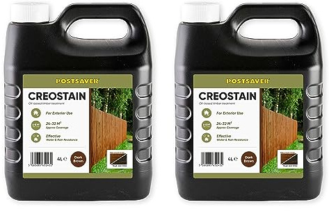 Postsaver Creostain Creocote Oil-Based Wood Treatment | Creosote Substitute | Wood Stain and Preserver | Ideal for Fence Treatment | Low Odour | 8 litres (Dark Brown)