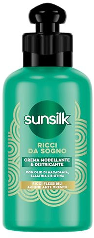 Sunsilk, Crema Districante Ricci da Sogno, Crema per Capelli Ricci Definiti, Senza Risciacquo, Formula Active Fusion con Olio di Macadamia, Elastina e Biotina, 200ml