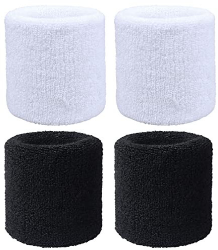2 Satz Sport Schweißband, Baumwolle Schweißbänder, Absorbierende Schweißbänder Sport Wristbands für Männer und Frauen, Gut für Tennis, Basketball, Laufen, Fitnessstudio, Training