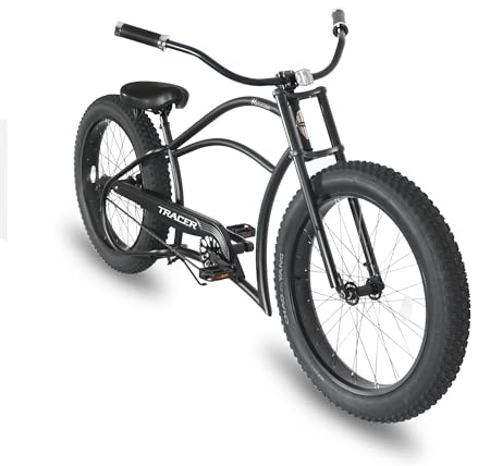 Tracer Harman 26 Stretch Chopper Cruiser Fat Tire Single-Speed Stainless Steel Spokes Triple Tree Fork Beach Cruiser Bike for Adult (MBK)