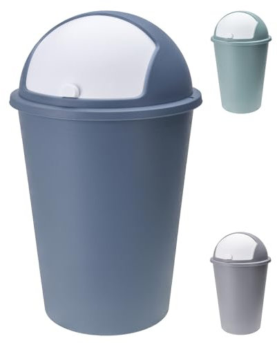 Poubelle à couvercle basculant - Poubelle de cuisine - 25 l - En plastique - Couvercle coulissant amovible - Lavable - Couleurs : gris clair