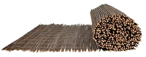 6 unidades de esteras de mimbre, 150 x 50 cm, valla de protección visual, madera, para jardín, balcón, terraza, juego de 6 unidades