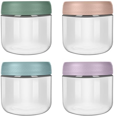 Aolso Förvaringsburkar, 4 st/300 ml livsmedelsförvaring, liten burk, matförvaringsburkar med lufttätt lock