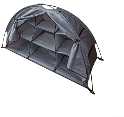 Honseadek Organizador de almacenamiento de zapatos de camping con 9 estantes, armario plegable para tienda de campaña y caravana, tela resistente para equipo y ropa al aire libre (gris)