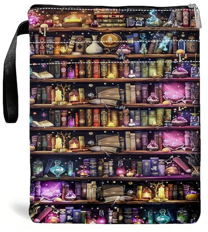 Book Sleeve, Magical Bookshelf Book Pouch with Zipper and Rope 11.8 * 7.8in | Waterproof Book Cover for Paperbacks, Magical Bookshelf Protector Sleeve for Readers, Funny Bookish Gift