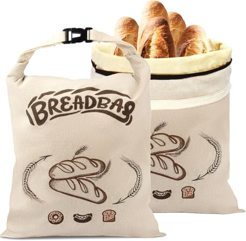 MUMUMUR Lot de 2 sacs à pain réutilisables en cire d'abeille pour pâte à sure, grand sac à pain en 100 % coton avec doublure intérieure en cire d'abeille, 43 cm x 33 cm