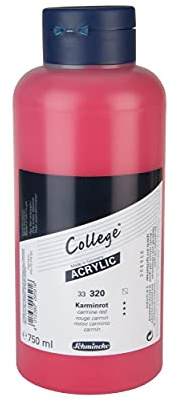 Schmincke - College Acrylic, Karminrot 750 ml, 33320030, Acrylfarbe mit Künstler-Pigmenten in hoher Konzentration, deckend und lasierend, lichtecht, seidenmatt