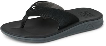 Reef Rover Mens Flip Flop, Supportive & Ultra Soft Footbed, Durable Non Marking Outsole, Black, 16