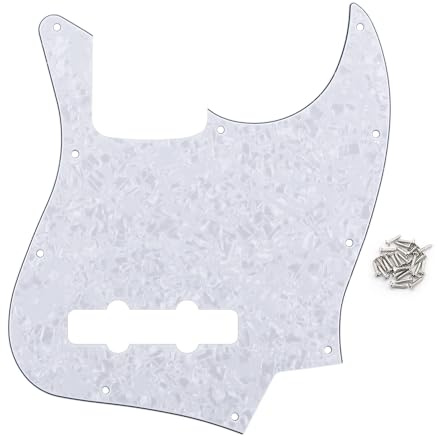 FLEOR 10 hål jazz bas pickguard 4 lager repplatta utan bindningsstång hack för standard 4 strängar modell jazz basgitarr, vit pärla