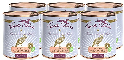 Nourriture humide Terra Canis Senior - Pour chien - De qualité alimentaire riche - Avec dinde, papaye, borrache et herbes de santé - 6 x 800 g - Faible allergène - Sans céréales et sans gluten
