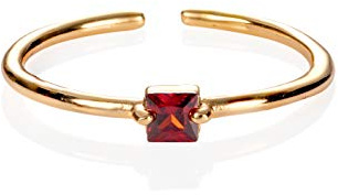 namana Anello da Donna in Oro con Pietra Singola, Regolabile, con Pietra Quadrata, Semplice Anello in Oro per Donne e Ragazze
