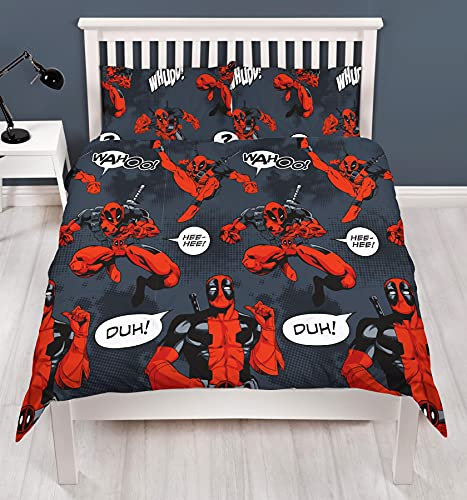 Marvel Deadpool Double Duvet Cover | Officially Licensed Reversible Two Sided Design