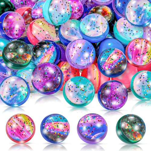 Chalyna 50 Pieces Galaxy Bouncy Balls Bulk Operation Christmas Items 32 mm Space Theme Bouncy Balls Rubber Bouncing Ball for Party Favors, Christmas Easter Gift Bag Filling, Birthday Party Supplies