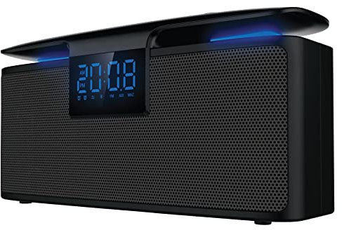 Akai Radio-réveil Haut-Parleur FM Radio Réveil Bluetooth Box Portable Double Alarme 12/24h Bouton Snooze Éclairage LED Bleu Haut-Parleur Bluetooth pour l'intérieur et l'extérieur