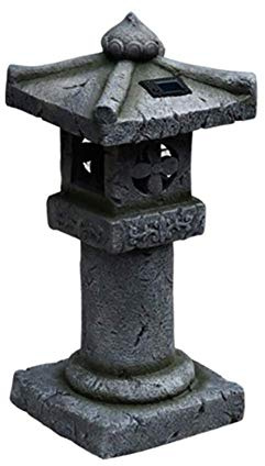YTOOZ Pagoda Lantern Outdoor Statues Floor Standing Japanese Lights Garden Decor Old Stone Finish Sculptures Zen Landscape Ornaments A 26x25x65cm(10x10x26inch) Gift